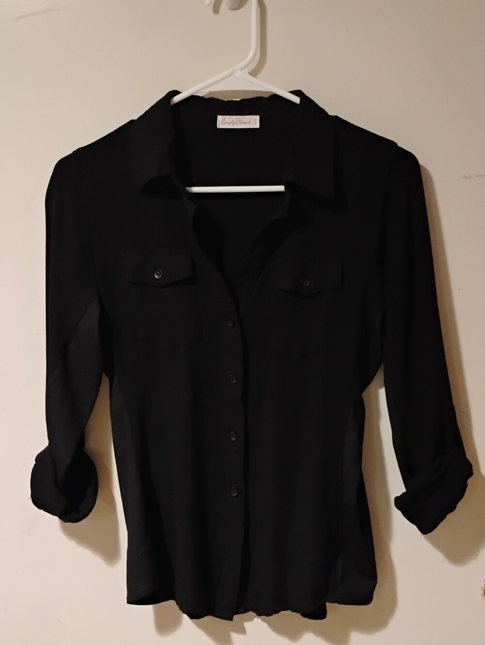 Black Women's Button-Up Blouse